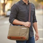Vintage Waxed Canvas Travel Messenger Bag – Tan