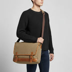 Vintage Waxed Canvas Travel Messenger Bag – Tan
