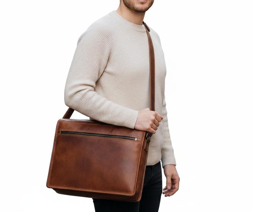 Premium Full-Grain Leather Commuter Bag