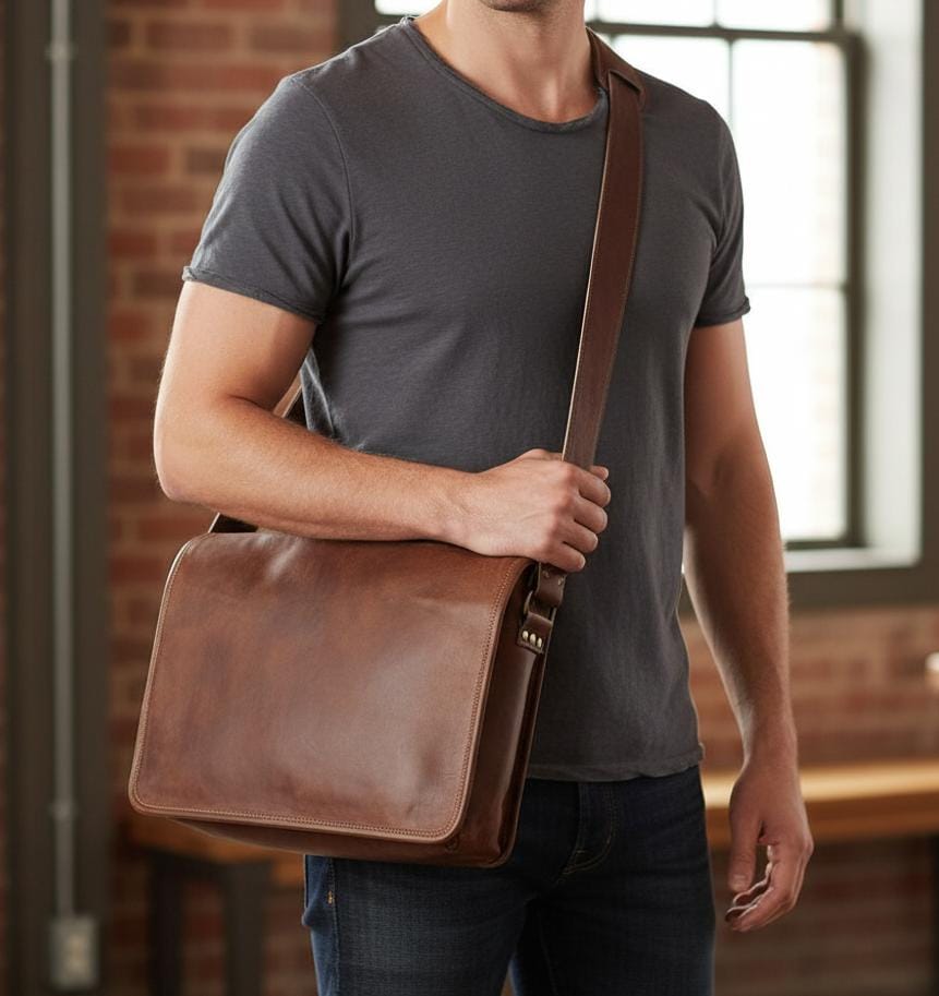 Premium Full-Grain Leather Commuter Bag
