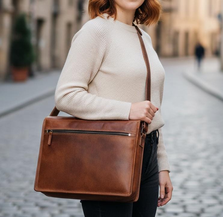 Premium Full-Grain Leather Commuter Bag