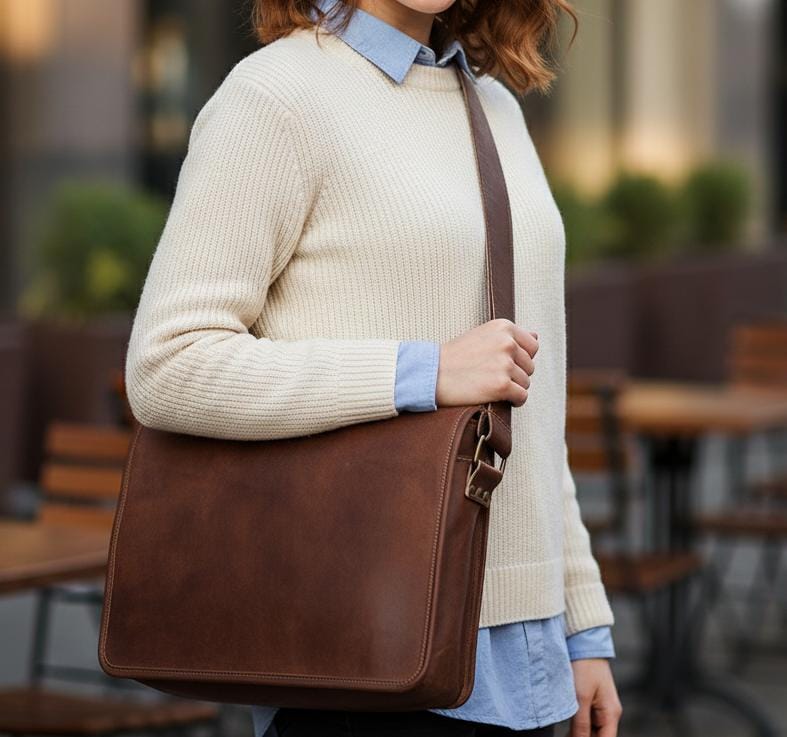 Premium Full-Grain Leather Commuter Bag