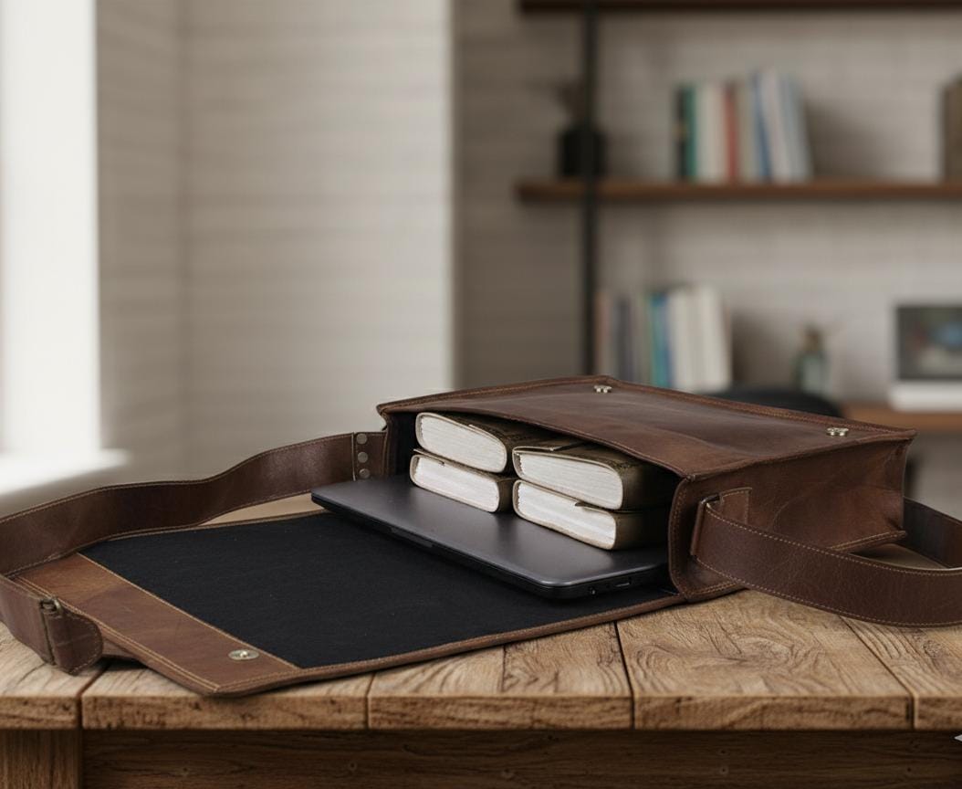 Premium Full-Grain Leather Commuter Bag