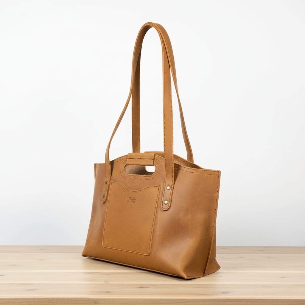 Premium Full-Grain Leather Tote with 16″ Laptop Compartment