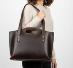 Premium Full-Grain Leather Tote with 16″ Laptop Compartment