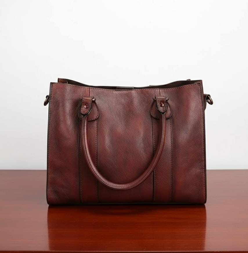 Womens Real Leather Brown Crossbody Satchel Tote Bag