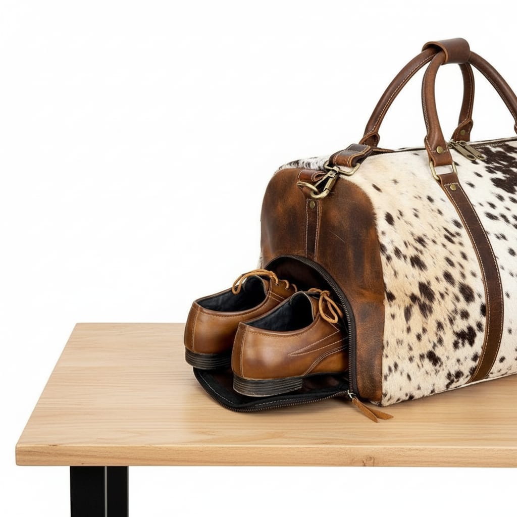 Cowhide Duffle Mens Leather Weekend Bag