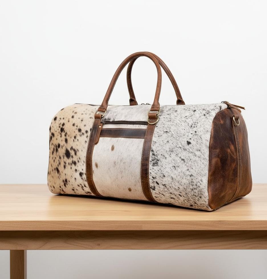 Cowhide Leather Duffle Bag for Men - Weekend Bag