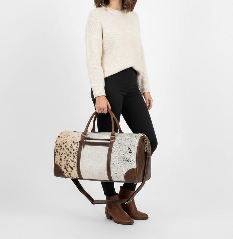 Cowhide Duffle Mens Leather Weekend Bag