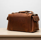 Premium Full-Grain Leather Travel Duffel with Side & Hidden Pockets