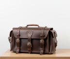 Premium Full-Grain Leather Travel Duffel with Side & Hidden Pockets
