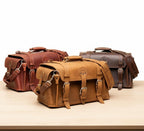 Premium Full-Grain Leather Travel Duffel with Side & Hidden Pockets