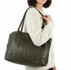 Premium Full-Grain Leather Carryall Shoulder Bag