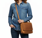 Large Fold-Over Leather Clutch Bag with Detachable Strap