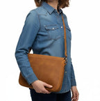 Large Fold-Over Leather Clutch Bag with Detachable Strap