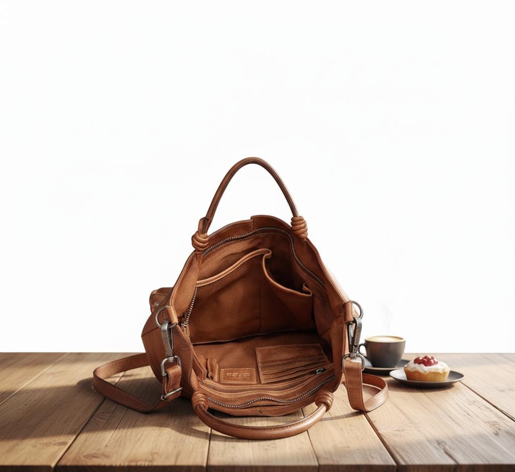 Leather Tote Crossbody Bag – Convertible Shoulder Purse