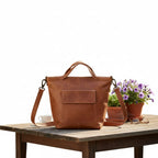 Full-Grain Leather Convertible Tote Bag
