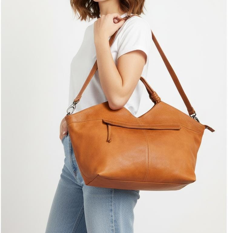 Leather Work‐Friendly Tote / Crossbody with Smart Pockets
