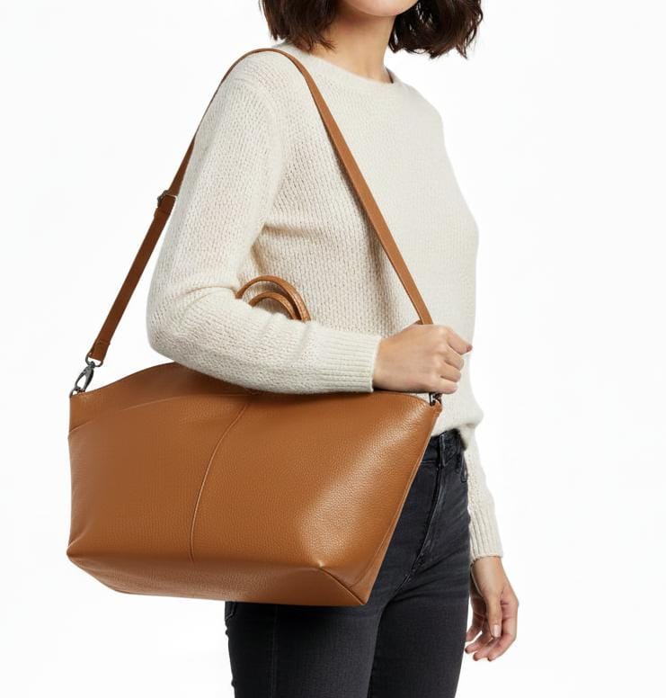 Leather Work‐Friendly Tote / Crossbody with Smart Pockets