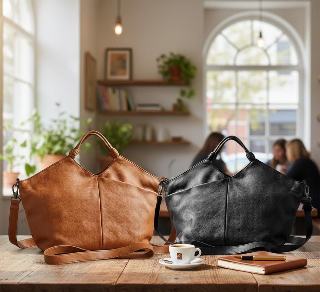 Leather Work‐Friendly Tote / Crossbody with Smart Pockets