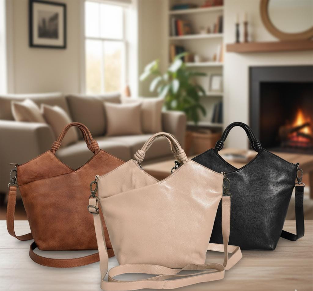 Leather Tote with Crossbody Strap