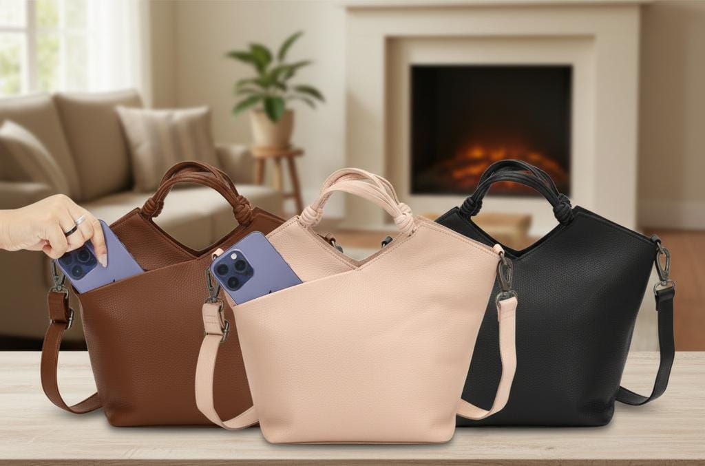 Leather Tote with Crossbody Strap