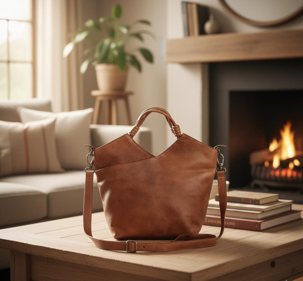 Leather Tote with Crossbody Strap