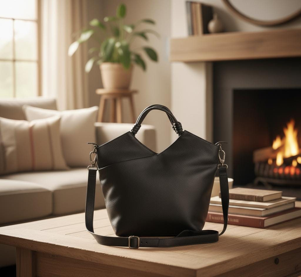 Leather Tote with Crossbody Strap