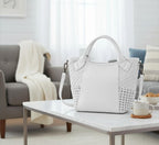 Handcrafted Leather Tote with Woven Accents