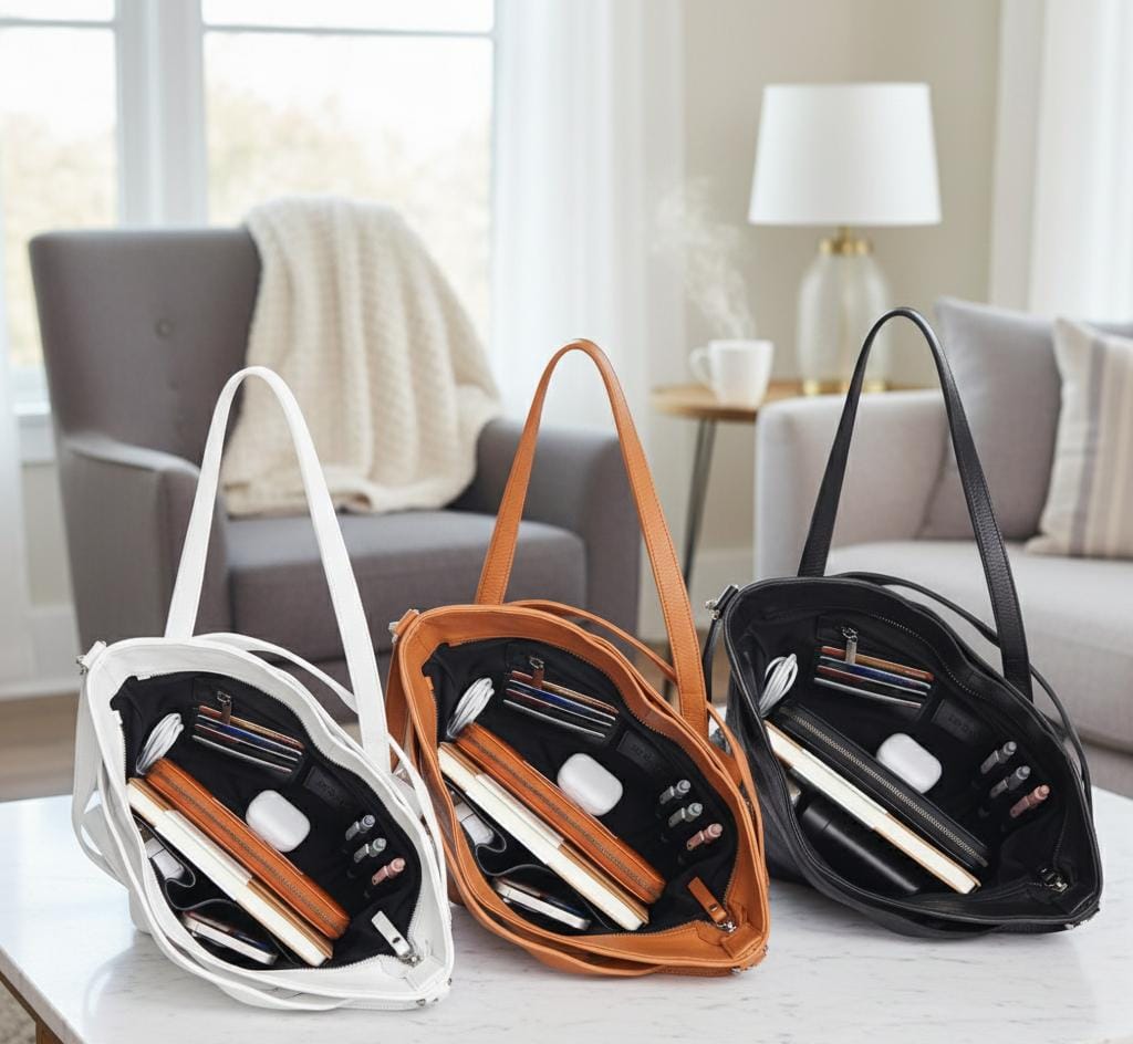 Handcrafted Leather Tote with Woven Accents