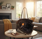 Classic Leather Tote Bag with Zipper – Fits 14″ Laptop