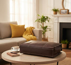 Classic Leather Tote Bag with Zipper – Fits 14″ Laptop