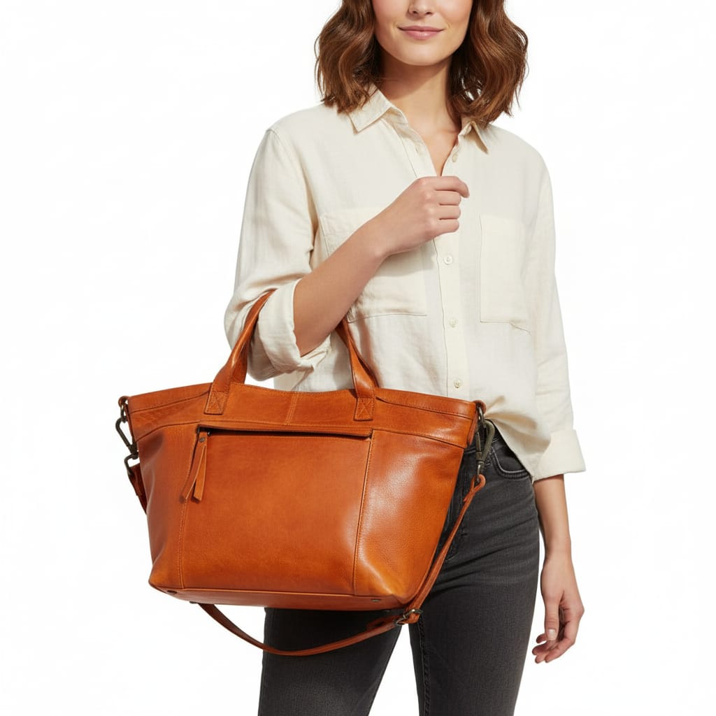 Everyday Luxe Leather Tote with Adjustable Strap