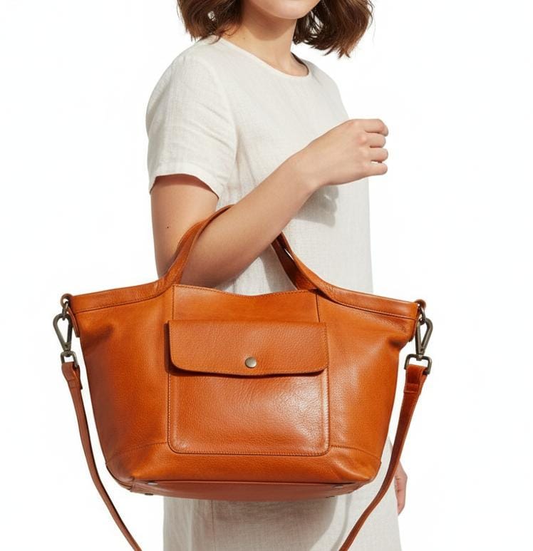 Everyday Luxe Leather Tote with Adjustable Strap