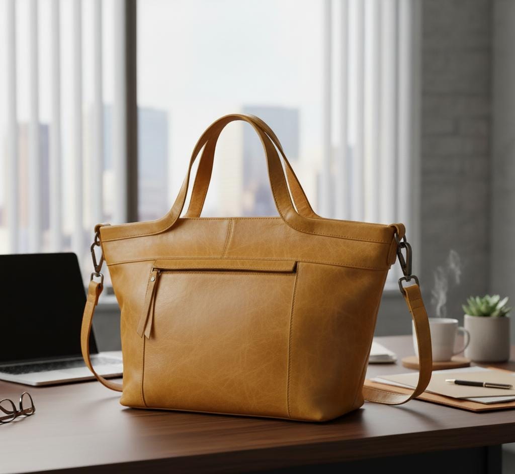 Everyday Luxe Leather Tote with Adjustable Strap