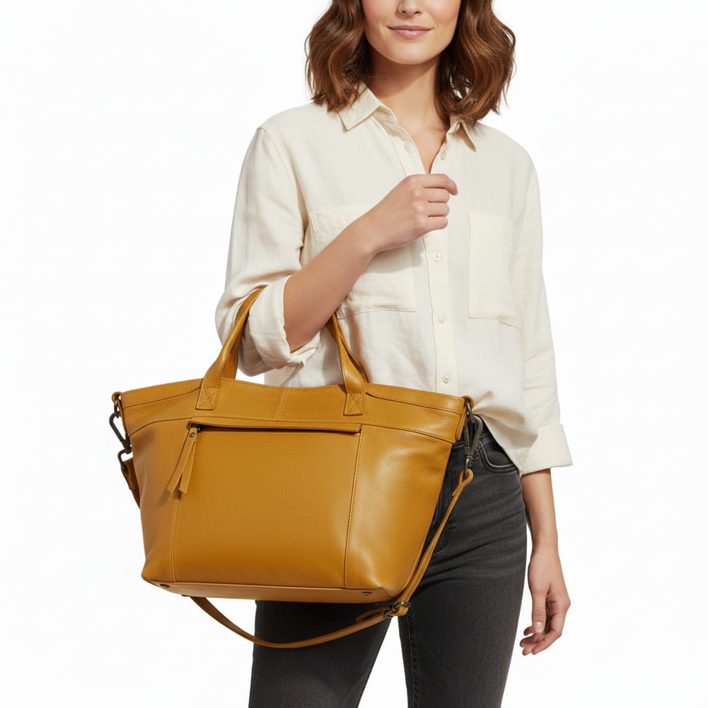 Everyday Luxe Leather Tote with Adjustable Strap