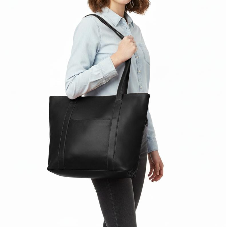 Leather Zip-Top Medium Tote