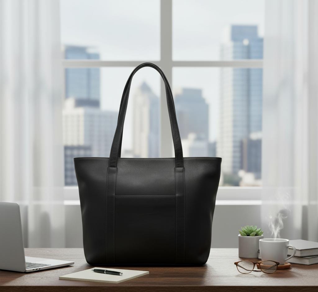 Leather Zip-Top Medium Tote