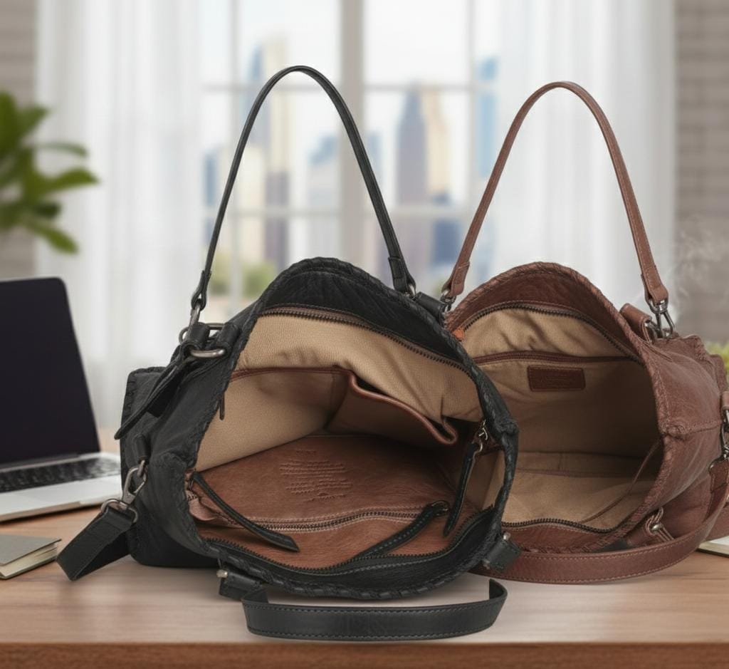 Handcrafted Whipstitch Leather Shoulder Bag