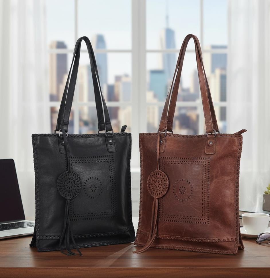 Handcrafted Whipstitch Leather Shoulder Bag