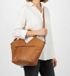 Full-Grain Leather Woven Tote + Crossbody with Organizer