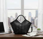 Full-Grain Leather Woven Tote + Crossbody with Organizer