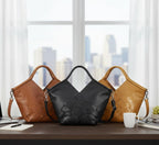 Full-Grain Leather Woven Tote + Crossbody with Organizer