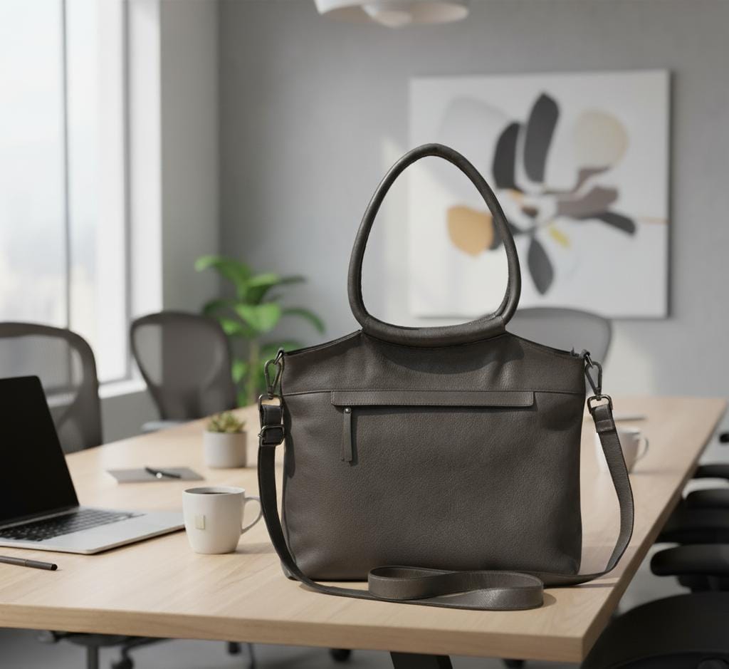 Genuine Leather Tote with Adjustable Crossbody Strap