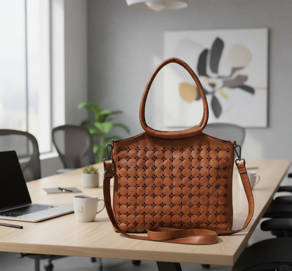 Genuine Leather Tote with Adjustable Crossbody Strap