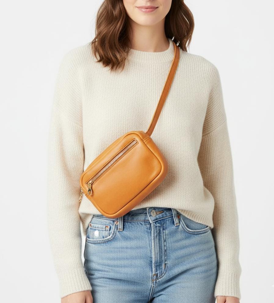 Everyday Leather Travel Belt Bag – Hands-Free Crossbody