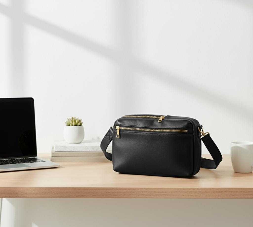 Heritage Black Leather Crossbody