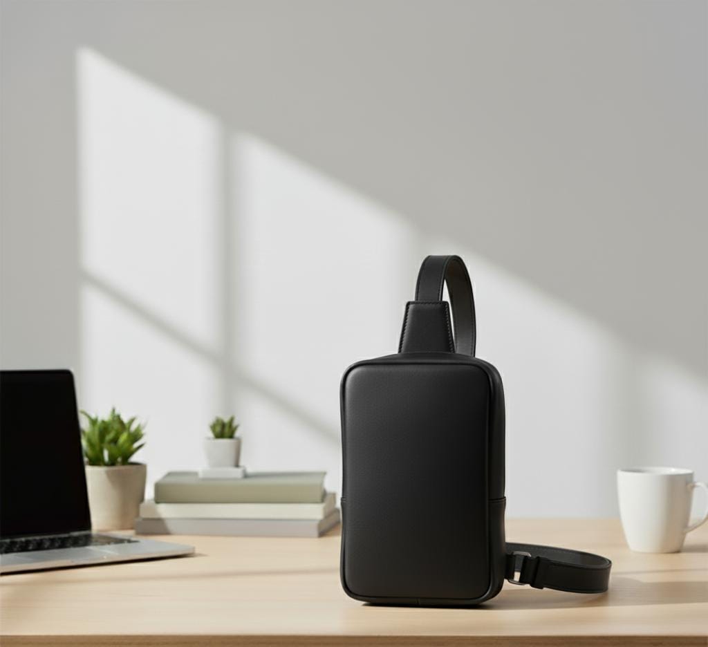 Heritage Black Leather Crossbody