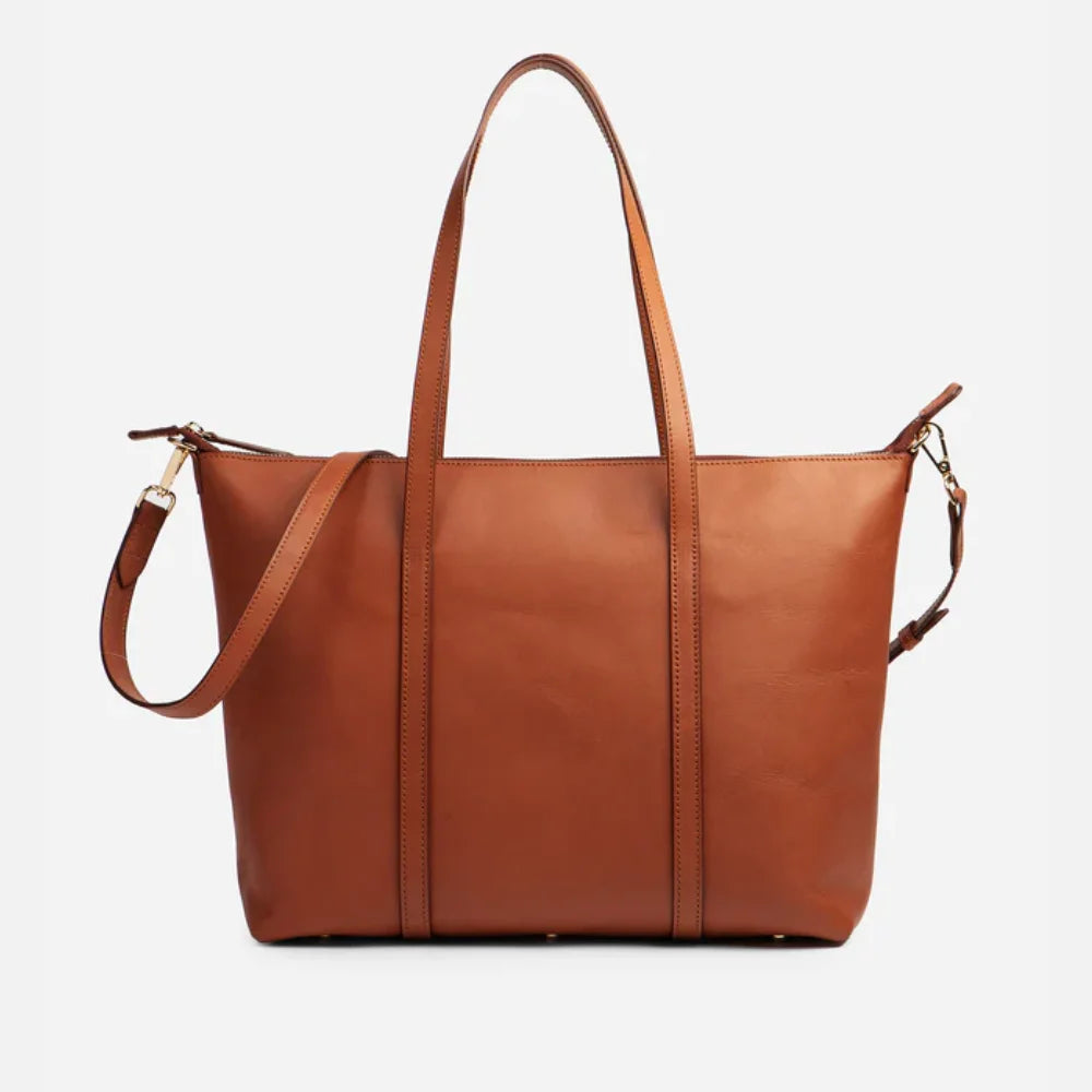 Women’s Classic Leather Tote Bag with Multi-Compartment Storage
