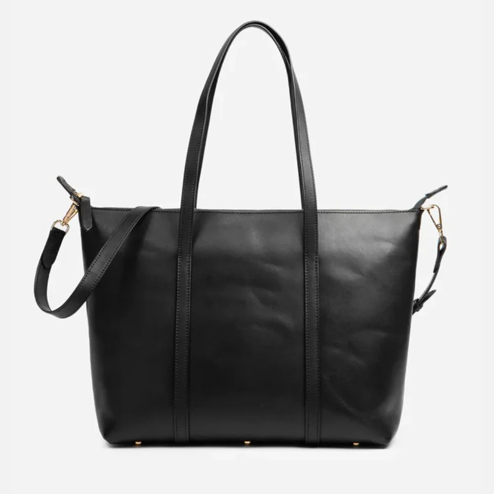 Women’s Classic Leather Tote Bag with Multi-Compartment Storage